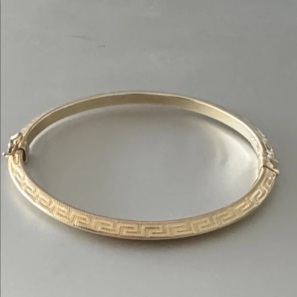 MIA FIORE Gold Plated 925 Sterling Silver Greek Key Dyadema Bangle Bracelet